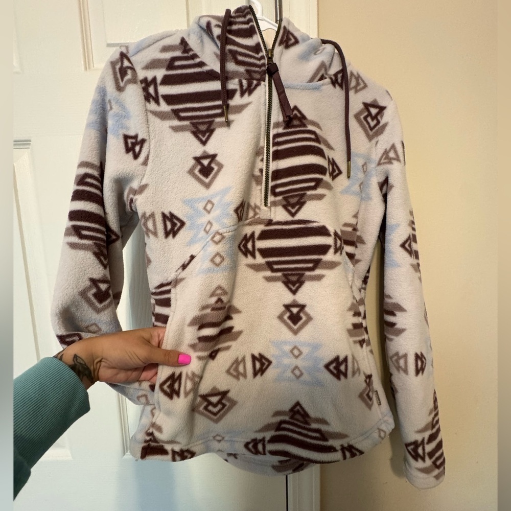 Avalanche Women's Geometric Patterned Sweater - Cream and Brown - Picture 3 of 7
